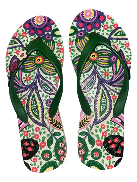 Vera Bradley Shoes - Vera Bradley Green Floral Print Women's Flip Flops